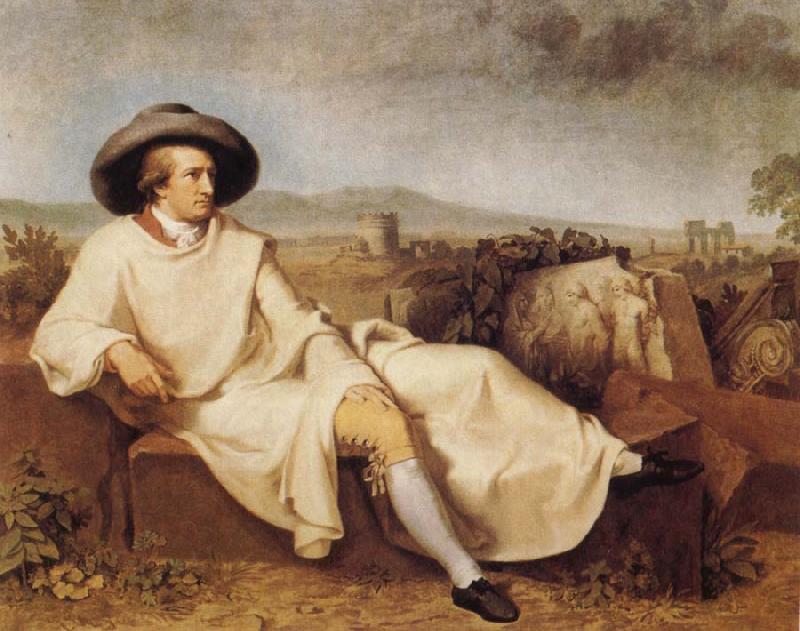 TISCHBEIN, Johann Heinrich Wilhelm Goethe in the Roman Campagna Germany oil painting art